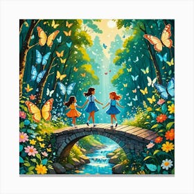 Girls In The Forest 1 Canvas Print