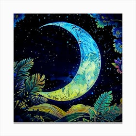 Moon And Stars Canvas Print