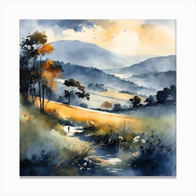 Watercolor Meadow Nature Painting (15) Canvas Print
