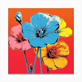Andy Warhol Style Pop Art Flowers Flax Flower 1 Square Canvas Print