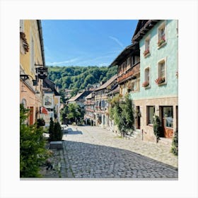 Street In A German Town Canvas Print