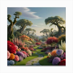 A Breathtakingly Detailed Ultra High Resolution Illustration Of A Beautiful Landscape Garden 1 Canvas Print