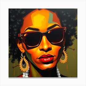 Afro Woman In Sunglasses Canvas Print