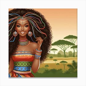 African Girl In Traditional Dress Wall Art Canvas Print