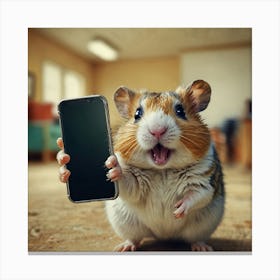 Hamster Holding Cell Phone Canvas Print