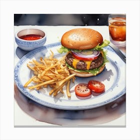 Burger And Fries 27 Canvas Print