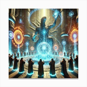 A Dramatic Sci Fi Scene Depicting Binding Rituals Canvas Print