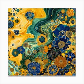 Yellow And Blue Flowers Canvas Print