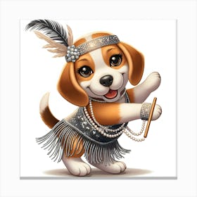 Beagle In A Flapper Costume Canvas Print