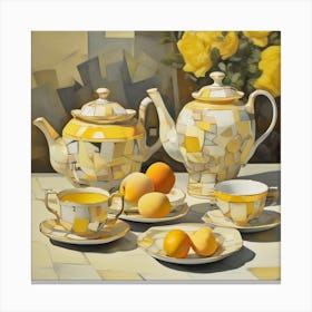 Yellow Tea Set Canvas Print