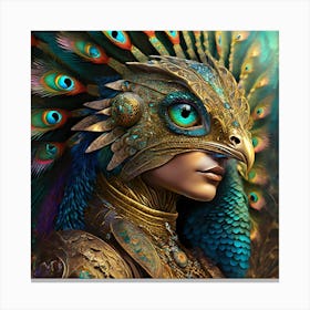 Firefly A Modern Illustration Of A Fierce Native American Warrior Peacock Iguana Hybrid Femme Fatale (15) Canvas Print