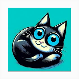 Black Cat With Blue Eyes Canvas Print