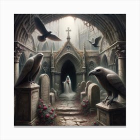 Crows In The Cemetery Canvas Print