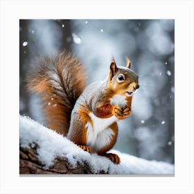 Squirrel In The Snow 3 Canvas Print