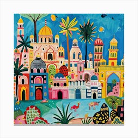 Kids Travel Illustration India 1 Canvas Print