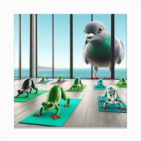 Pigeon Yoga Canvas Print