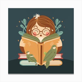 Girl Reading A Book 1 Canvas Print