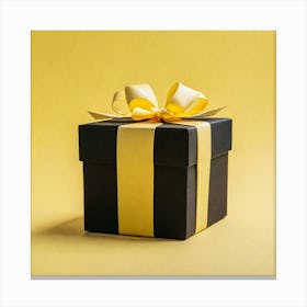 Gift Box On Yellow Background 1 Canvas Print
