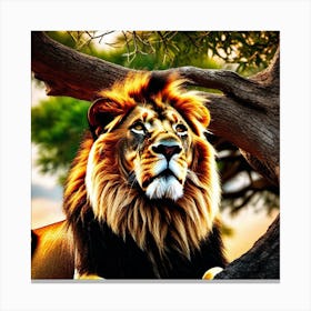 Lion In The Tree 15 Canvas Print