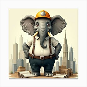 Flux Dev A Detailed Illustration Of An Anthropomorphic Elephan 3 Canvas Print