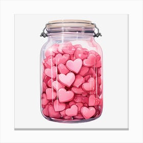 Pink Hearts In A Jar 6 Canvas Print