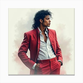 Michael Jackson With A Watercolor Ethereal Mist Background 1 Canvas Print