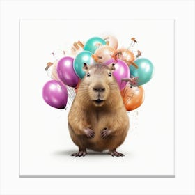 Birthday Rat With Balloons Canvas Print