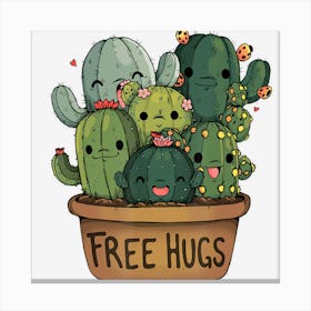 Free Cactus Hugs Cute Funny Cactus Present Canvas Print