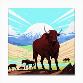 Cows In The Mountains Canvas Print