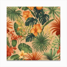 Tropical Leaves And Flowers 3 Canvas Print