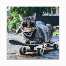 Cat On Skateboard 1 Canvas Print