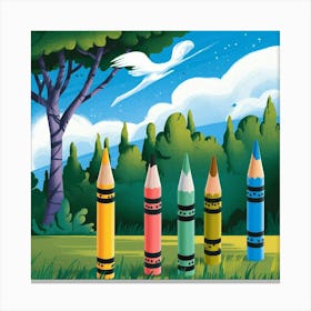 Pencils In The Grass Canvas Print