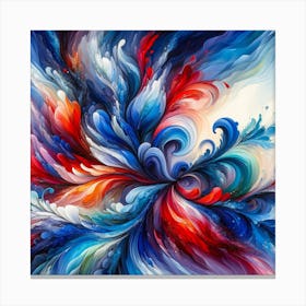 Universe Abstract Blue Red Wall Art Canvas Print