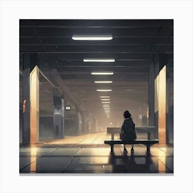 Person Sitting On Bench Canvas Print