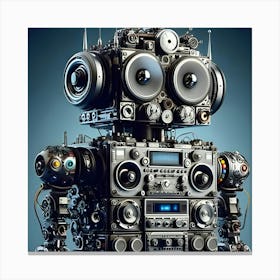 A Robot Made Of Analog Stereo Equipment, Digital Art Canvas Print