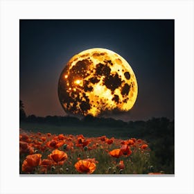 Full Moon Over Poppies Canvas Print