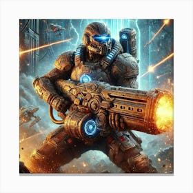 A Dynamic Sci Fi Action Scene Illustrating Heavy Canvas Print