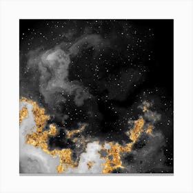 100 Nebulas in Space with Stars Abstract in Black and Gold n.108 Canvas Print
