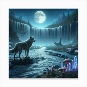 Wolf on the Riverbank 4 Canvas Print