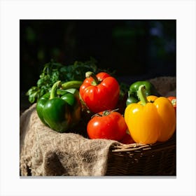 Assorted Vegetables Including Tomatoes Carrots Bell Peppers And Green Beans Harvested From A Gard (4) Canvas Print