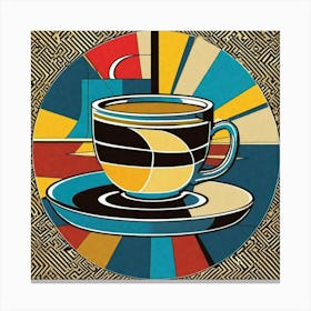 Colored plate coffee cup Canvas Print