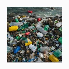 Plastic Waste On The Beach Canvas Print