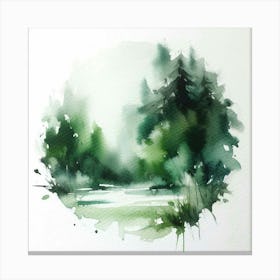 Watercolor Of A Forest Canvas Print