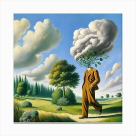 Man With A Cloud On His Head Canvas Print