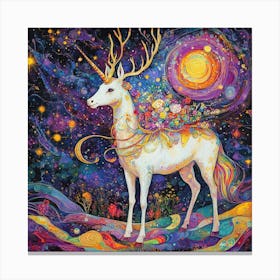 White Deer or Unicorn Canvas Print