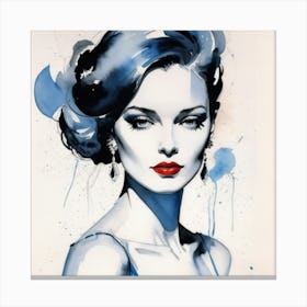 Woman In Blue Canvas Print