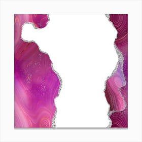 Magenta & Silver Agate Texture 06 1 Canvas Print