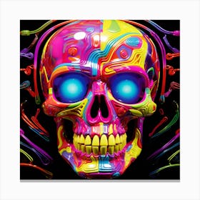 Colorful Skull With Headphones Canvas Print