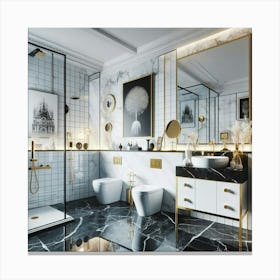 Gold And Marble Bathroom Canvas Print