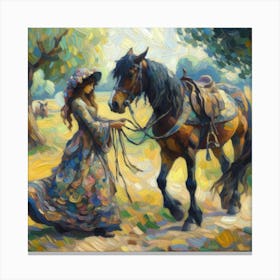 Lady And A Horse Canvas Print